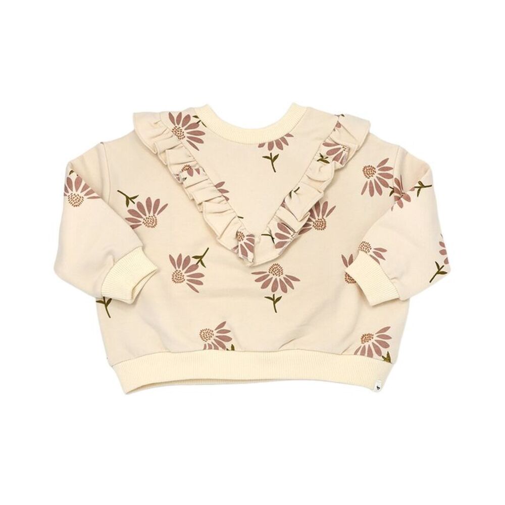 Oh Baby! Girls  Cone Flowers Print V-Ruffle Slouch Sweatshirt